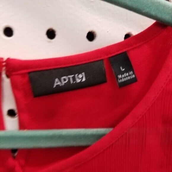 Apt. 9 Womens Sz L Red Solid Long Sleeve Blouse - Picture 2 of 8